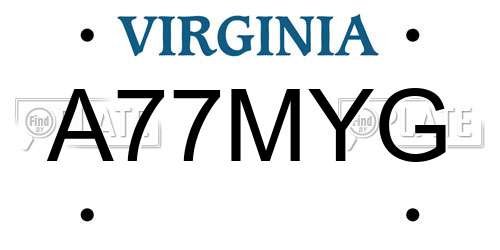 A77MYG Virginia License Plate