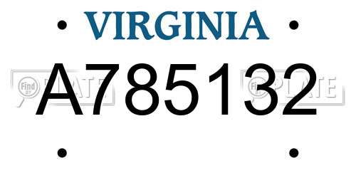 A785132 Virginia License Plate