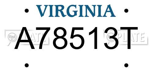 A78513T Virginia License Plate