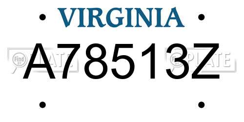 A78513Z Virginia License Plate
