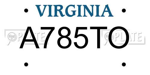 A785TO Virginia License Plate