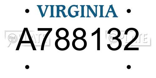 A788132 Virginia License Plate