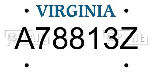 A78813Z Virginia License Plate