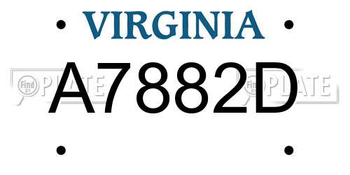 A7882D Virginia License Plate