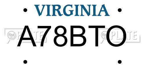 A78BTO Virginia License Plate
