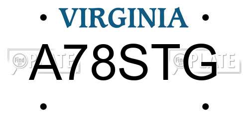 A78STG Virginia License Plate
