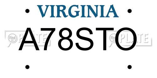 A78STO Virginia License Plate
