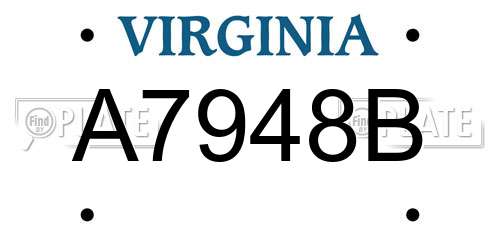 A7948B Virginia License Plate