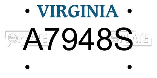 A7948S Virginia License Plate
