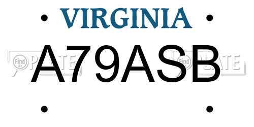 A79ASB Virginia License Plate