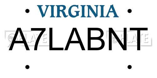 A7LABNT Virginia License Plate