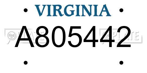 A805442 Virginia License Plate