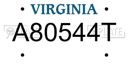 A80544T Virginia License Plate