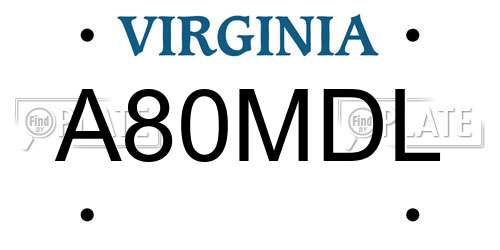 A80MDL Virginia License Plate