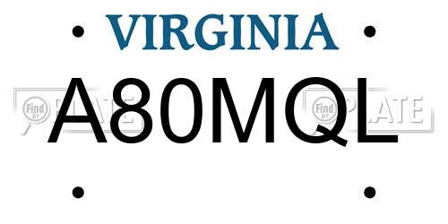 A80MQL Virginia License Plate