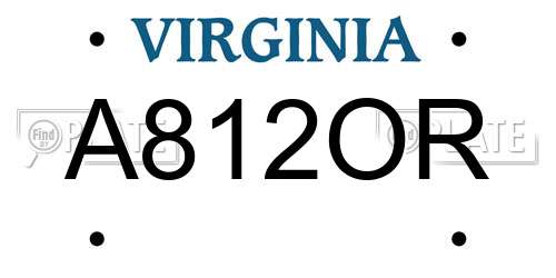 A812OR Virginia License Plate