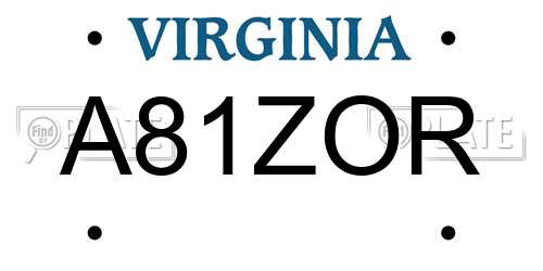 A81ZOR Virginia License Plate