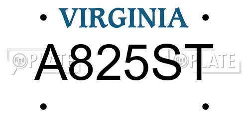 A825ST Virginia License Plate