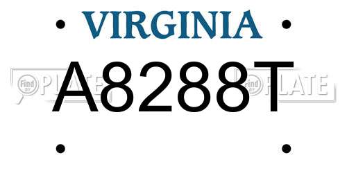 A8288T Virginia License Plate
