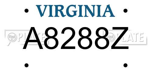 A8288Z Virginia License Plate