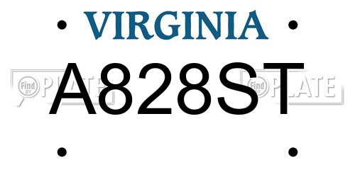 A828ST Virginia License Plate