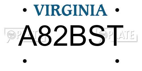 A82BST Virginia License Plate