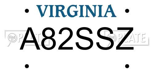 A82SSZ Virginia License Plate