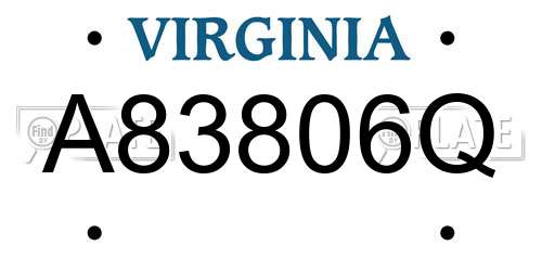 A83806Q Virginia License Plate