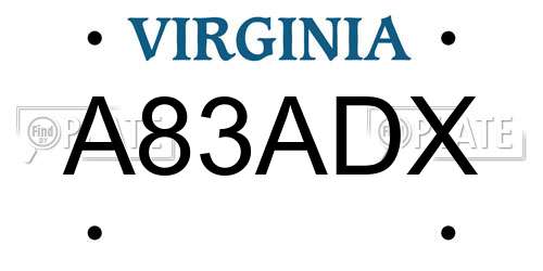 A83ADX Virginia License Plate