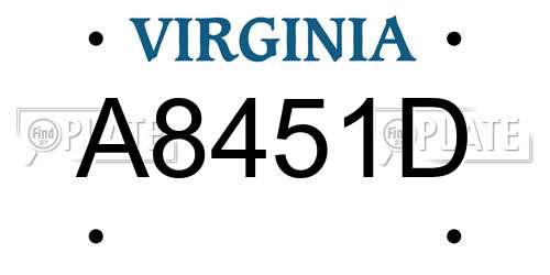 A8451D Virginia License Plate