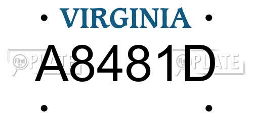 A8481D Virginia License Plate