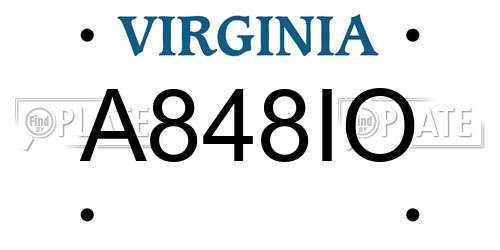 A848IO Virginia License Plate