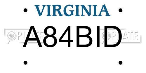 A84BID Virginia License Plate