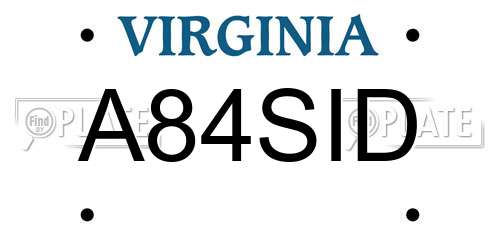 A84SID Virginia License Plate