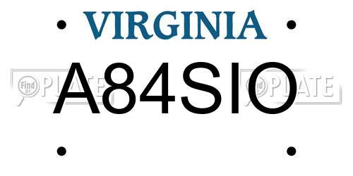 A84SIO Virginia License Plate