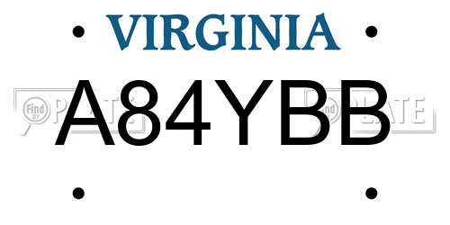 A84YBB Virginia License Plate