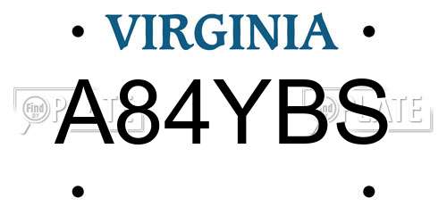 A84YBS Virginia License Plate