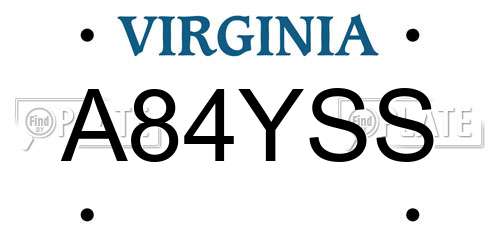 A84YSS Virginia License Plate