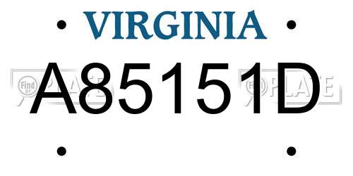 A85151D Virginia License Plate