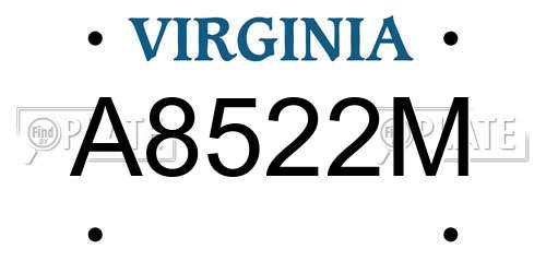 A8522M Virginia License Plate