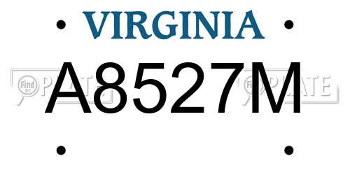 A8527M Virginia License Plate