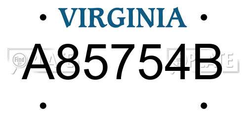 A85754B Virginia License Plate