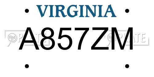 A857ZM Virginia License Plate