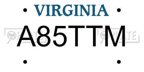 A85TTM Virginia License Plate