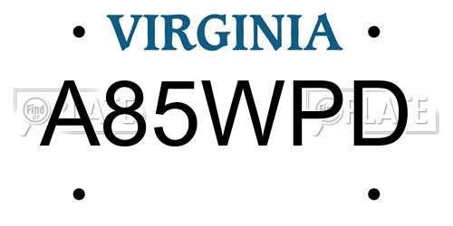 A85WPD Virginia License Plate