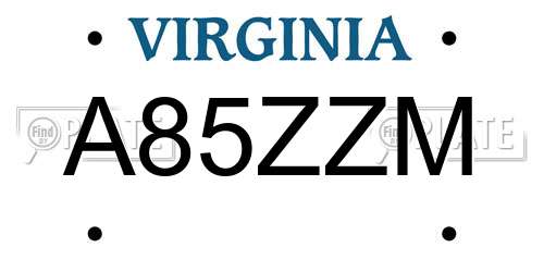 A85ZZM Virginia License Plate