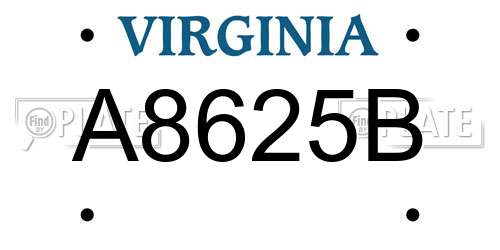 A8625B Virginia License Plate
