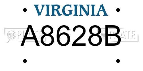 A8628B Virginia License Plate
