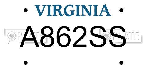 A862SS Virginia License Plate