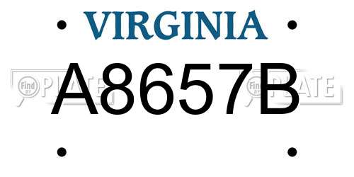 A8657B Virginia License Plate